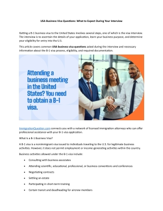 USA Business Visa Questions What to Expect During Your Interview