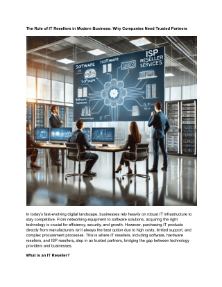 The Role of IT Resellers in Modern Business_ Why Companies Need Trusted Partners