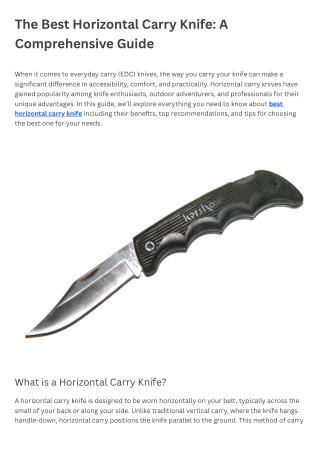 The Best Horizontal Carry Knife A Comprehensive Guide