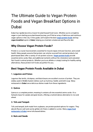 The Ultimate Guide to Vegan Protein Foods and Vegan Breakfast Options in Dubai