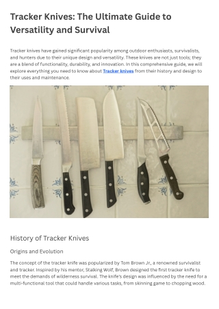 Tracker Knives The Ultimate Guide to Versatility and Survival