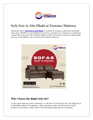 Sofa Sets in Abu Dhabi at Emirates Mattress