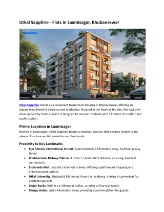 Utkal Sapphire - Flats in Laxmisagar, Bhubaneswar