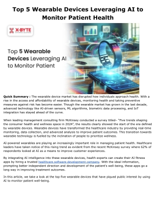 Top 5 Wearable Devices Leveraging AI to Monitor Patient Health