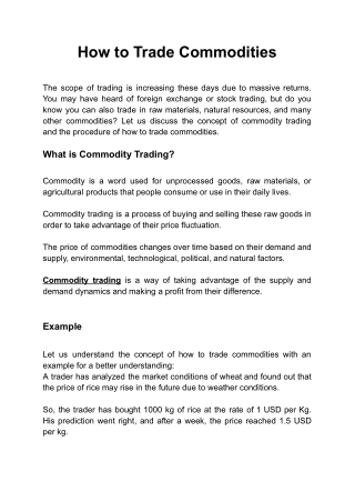 How to Trade Commodities