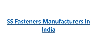 SS Fasteners Manufacturers in India