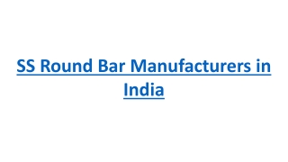 SS Round Bar Manufacturers in India