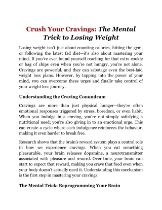 Crush Your Cravings_ The Mental Trick to Losing Weight