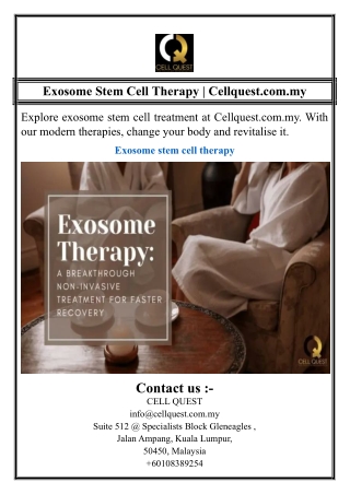 Exosome Stem Cell Therapy | Cellquest.com.my