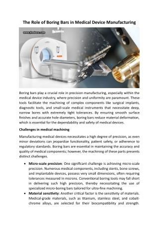 The Role Of Boring Bars In Medical Device Manufacturing