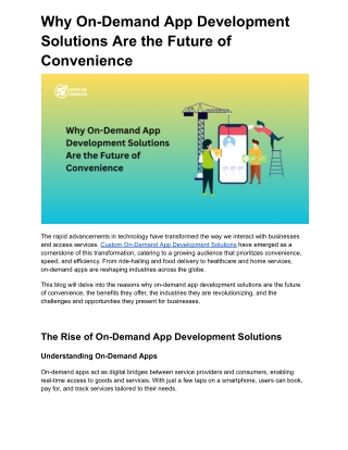 Why On-Demand App Development Solutions Are the Future of Convenience