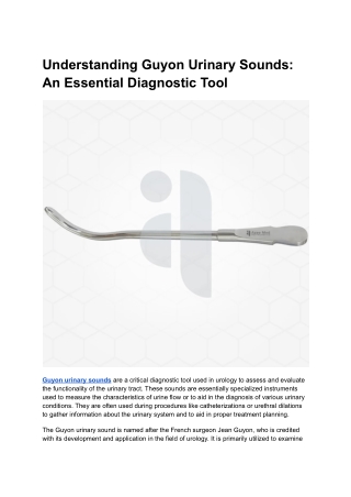 Understanding Guyon Urinary Sounds_ An Essential Diagnostic Tool