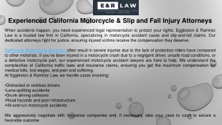 Experienced California Motorcycle & Slip and Fall Injury Attorneys