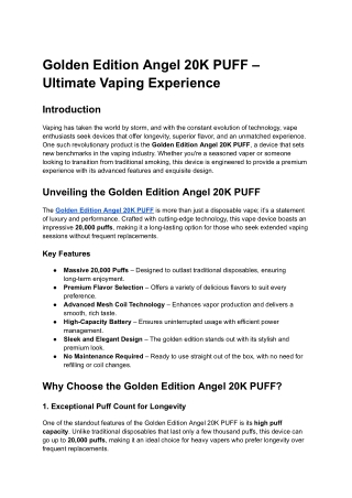 Golden Edition Angel 20K PUFF – Ultimate Vaping Experience