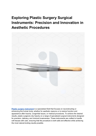 Exploring Plastic Surgery Surgical Instruments_ Precision and Innovation in Aesthetic Procedures