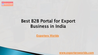 Best B2B Portal for Export Business in India Exporters Worlds
