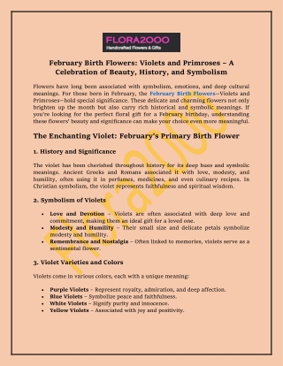 February Birth Flowers: Violets and Primroses – Beauty, History & Symbolism