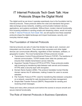 IT Internet Protocols Tech Geek Talk_ How Protocols Shape the Digital World
