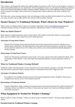 Steam Cleaners Vs Traditional Methods: What's Better for Your Windows?