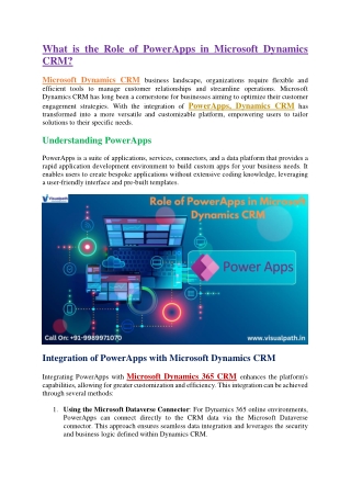 Microsoft Dynamics CRM Training in Bangalore - Visualpath