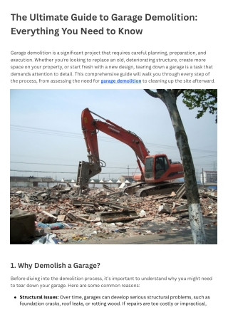 The Ultimate Guide to Garage Demolition Everything You Need to Know