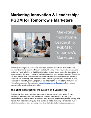 Marketing Innovation & Leadership_ PGDM for Tomorrow's Marketers