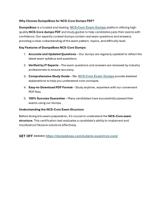Get Your Free NCS-Core PDF Dumps – DumpsBoss Special Offer