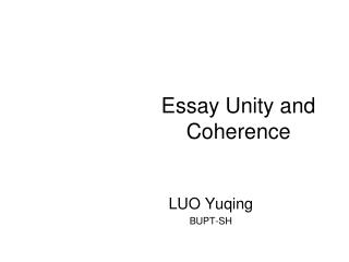 Essay Unity and Coherence