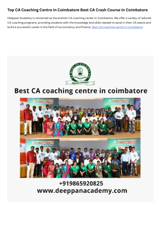 Best CA Coaching Centre in Coimbatore CA Crash Course in Coimbatore