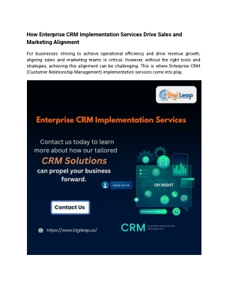 How Enterprise CRM Implementation Services Drive Sales and Marketing Alignment