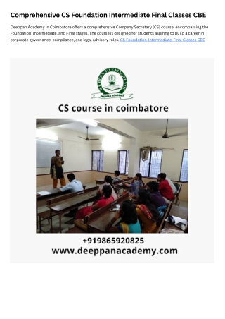 CS Course in Coimbatore CS Foundation-Intermediate-Final Classes CBE