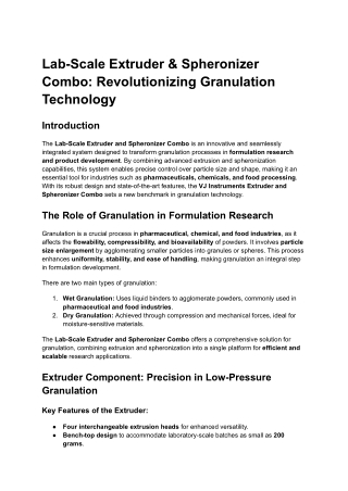 Lab-Scale Extruder & Spheronizer Combo_ Revolutionizing Granulation Technology