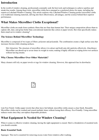 Why Lakeland Window Cleaning Prefers Microfiber Cloths.