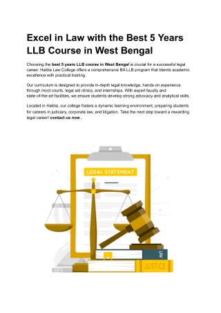 Excel in Law with the Best 5 Years LLB Course in West Bengal