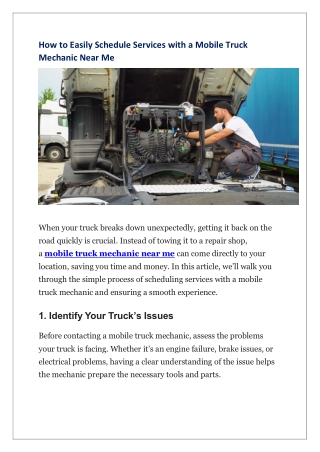 How to Easily Schedule Services with a Mobile Truck Mechanic Near Me