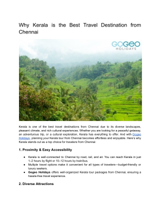 Why Kerala is the Best Travel Destination from Chennai