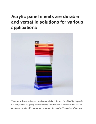 Thick Acrylic Panels for Any Project from RP Plexiglass
