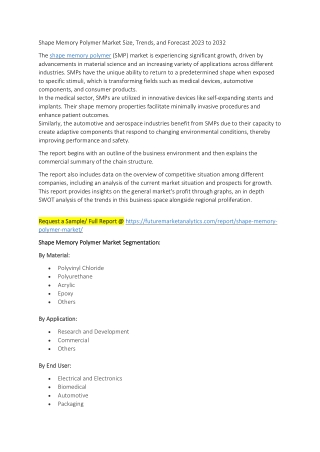 Shape Memory Polymer Market Drivers, Challenges & Innovations