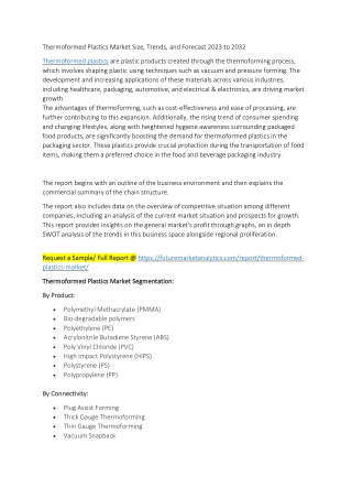Global Thermoformed Plastics Industry: Market Overview & Projections