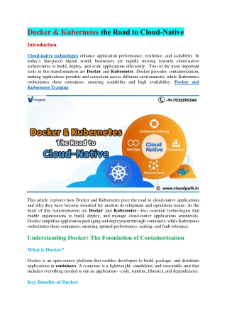 Top Docker and Kubernetes Training in Bangalore - India