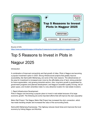 Top 5 Reasons to Invest in Plots in Nagpur 2025