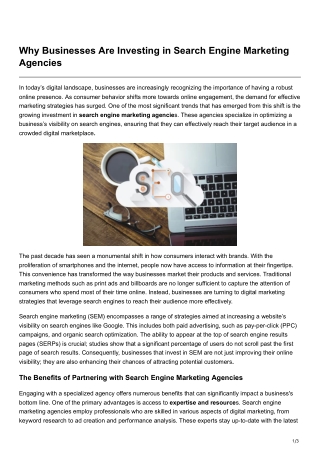 Why Businesses Are Investing in Search Engine Marketing Agencies