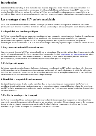 Les avantages d'une PLV en bois modulable : adaptabilité et polyvalence