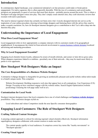Engaging Local Customers: The Role of Stockport Web Designers