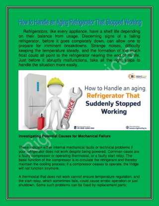 How to Handle an Aging Refrigerator That Suddenly Stopped Working