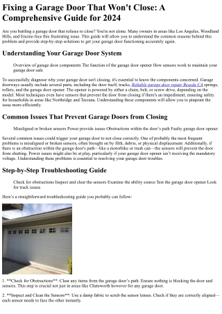 7 Things You Should Not Do With complete garage door services Reseda