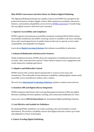 Why EPUB3 Conversion is the Best Choice for Modern Digital Publishing