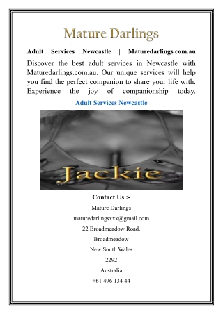 Adult Services Newcastle  Maturedarlings.com.au