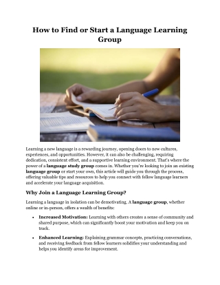 How to Find or Start a Language Learning Group