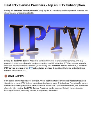 Best IPTV Service Providers - Top 4K IPTV Subscription